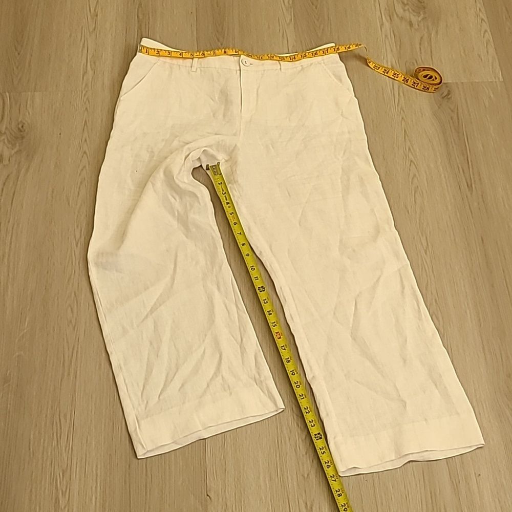 Garnet Hill 100% Linen Pants Wide Leg White 12 Summer Flowy Beachy Breathable - Picture 6 of 9